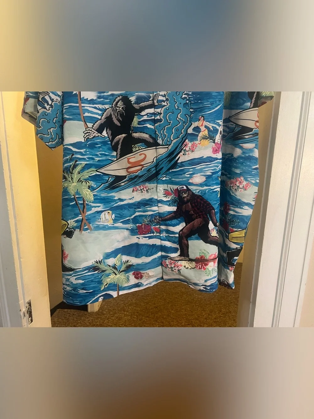 Bigfoot Surf Hawaiian Men’s Nautical Beach Surf Short Sleeve Vacation Shirt 5XL
